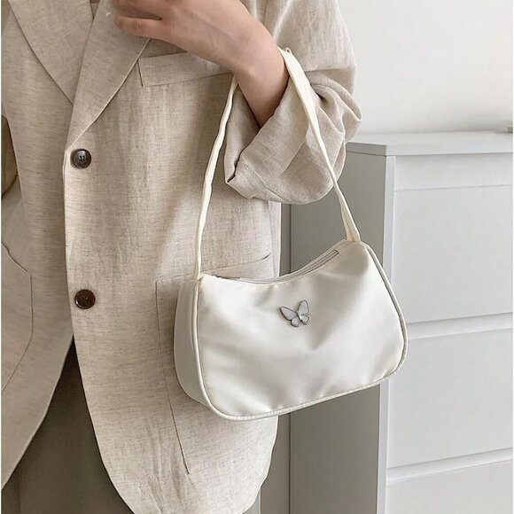 Chic Women's Y2K Butterfly Crescent Moon Handbag - Lightweight Nylon Design - Picture 6 of 7